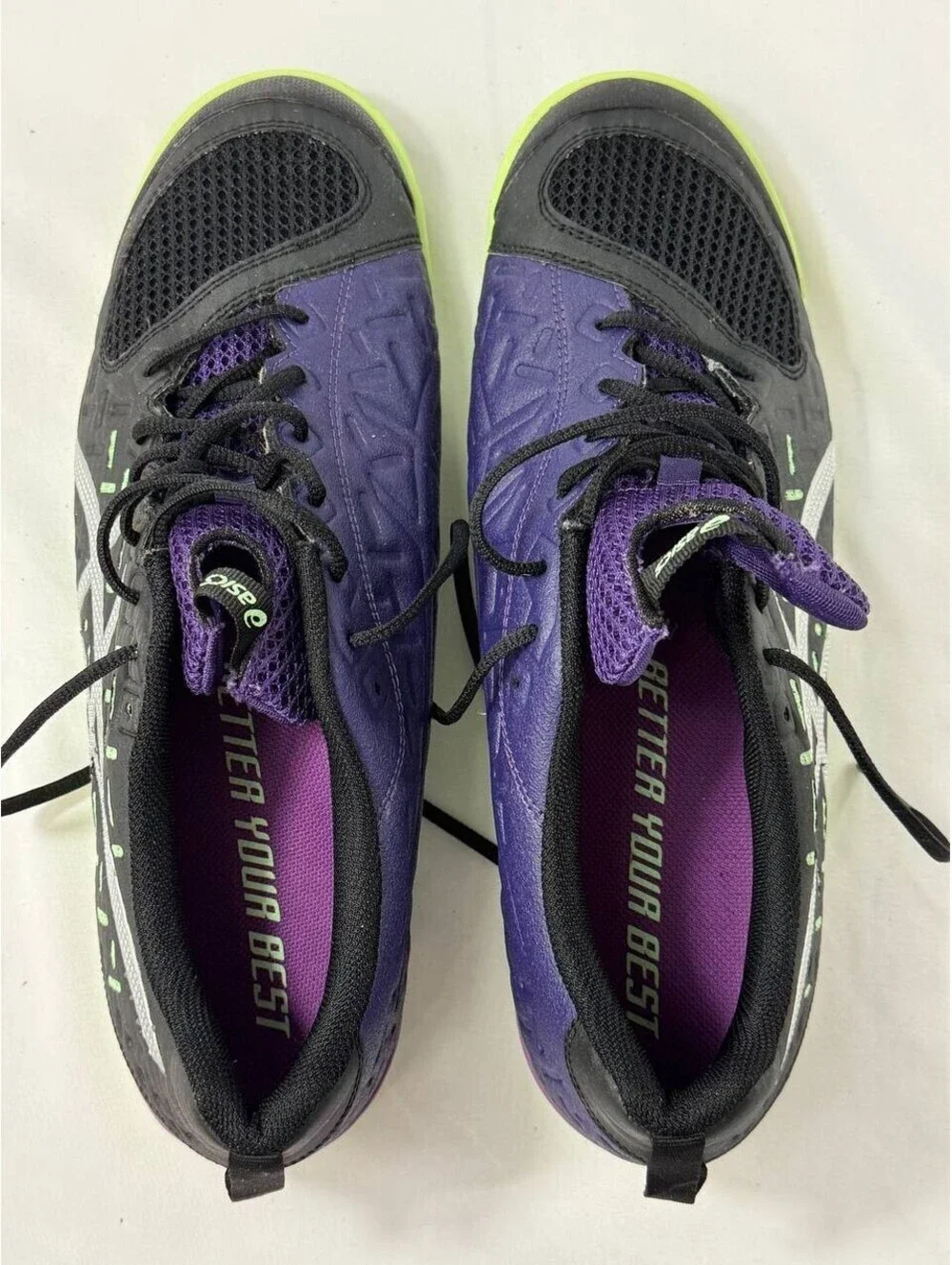 ASICS Court Shoes Mens 11.5 Indoor Volleyball Training Black Purple S567Y